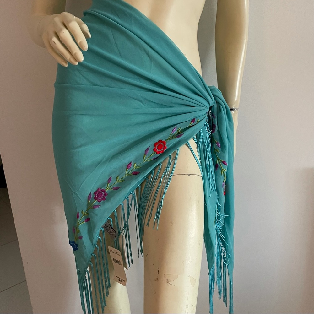 Triangle fringe sarong. Swim cover up